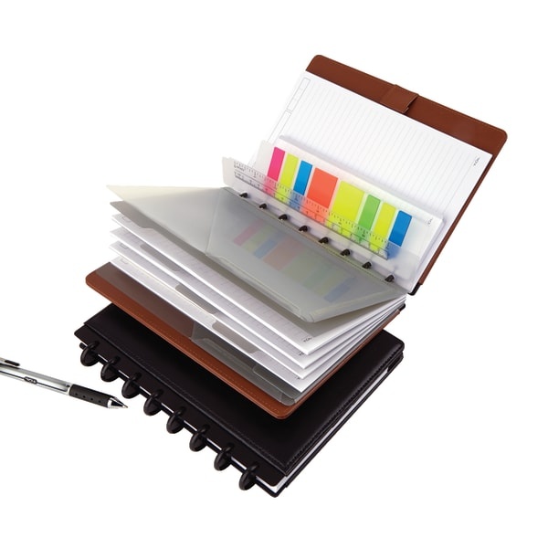 slide 3 of 6, TUL Discbound Notebook, Letter Size, Leather Cover, Narrow Ruled, 120 Pages (60 Sheets), Black, 60 ct