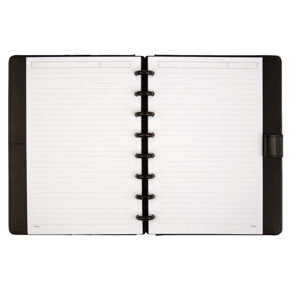 slide 3 of 6, TUL Discbound Notebook, Junior Size, Leather Cover, Narrow Ruled, 120 Pages (60 Sheets), Black, 60 ct