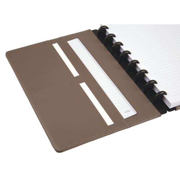 slide 2 of 6, TUL Discbound Notebook, Junior Size, Leather Cover, Narrow Ruled, 120 Pages (60 Sheets), Brown, 60 ct