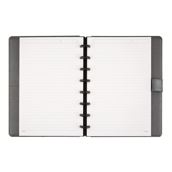 slide 3 of 5, TUL Discbound Notebook, Elements Collection, Junior Size, Narrow Ruled, 120 Pages (60 Sheets), Gunmetal/Pebbled, 60 ct