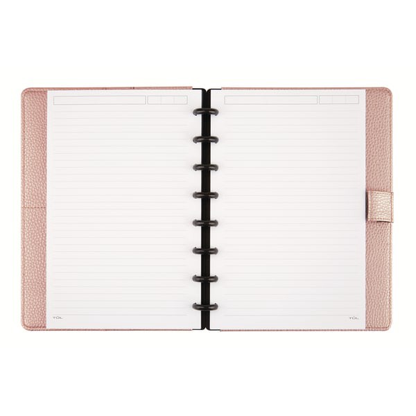 slide 3 of 5, TUL Discbound Notebook, Elements Collection, Junior Size, Narrow Ruled, 120 Pages (60 Sheets), Rose Gold/Pebbled, 60 ct