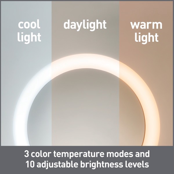 slide 9 of 10, Realspace 14" Ring Light On Tripod Stand With 4 Mounts And Bluetooth Controller, Adjustable, 94-1/2"H, Black, 14 in