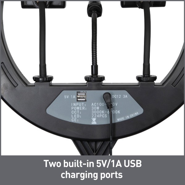 slide 2 of 10, Realspace 14" Ring Light On Tripod Stand With 4 Mounts And Bluetooth Controller, Adjustable, 94-1/2"H, Black, 14 in