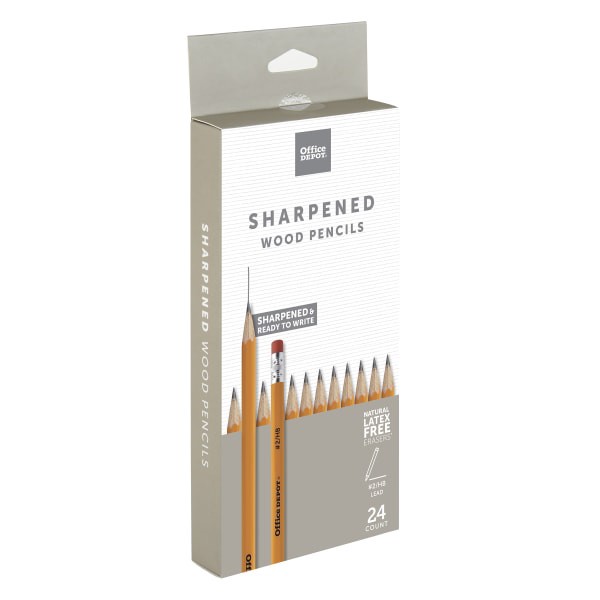 slide 3 of 3, Office Depot Brand Presharpened Wood Pencils, #2 Medium Soft Lead, Yellow, Pack Of 24 Pencils, 24 ct
