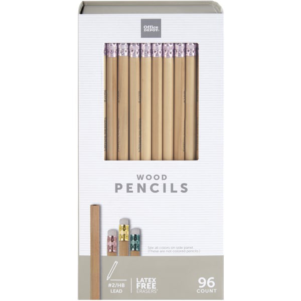 slide 2 of 3, Office Depot Brand Natural Wood Pencils, #2 Lead, Medium Soft, Pack Of 96, 96 ct