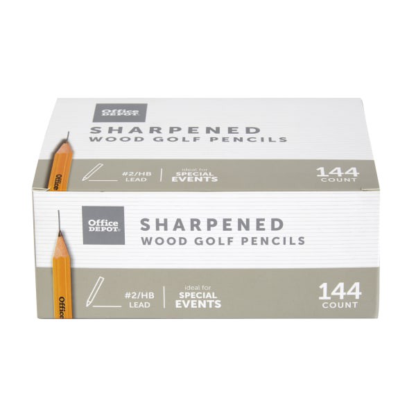 slide 3 of 3, Office Depot Brand Golf Pencils, Presharpened, #2 Lead, Medium, Pack Of 144, 144 ct