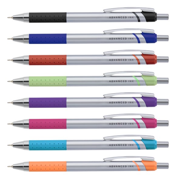 slide 7 of 10, Office Depot Brand Advanced Ink Retractable Ballpoint Pens, Needle Point, 0.7 Mm, Assorted Barrels, Assorted Ink Colors, Pack Of 8, 8 ct