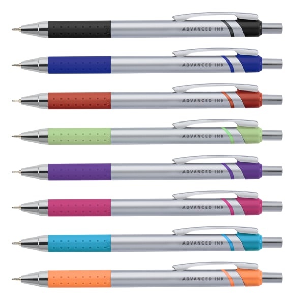 slide 9 of 10, Office Depot Brand Advanced Ink Retractable Ballpoint Pens, Needle Point, 0.7 Mm, Assorted Barrels, Assorted Ink Colors, Pack Of 8, 8 ct