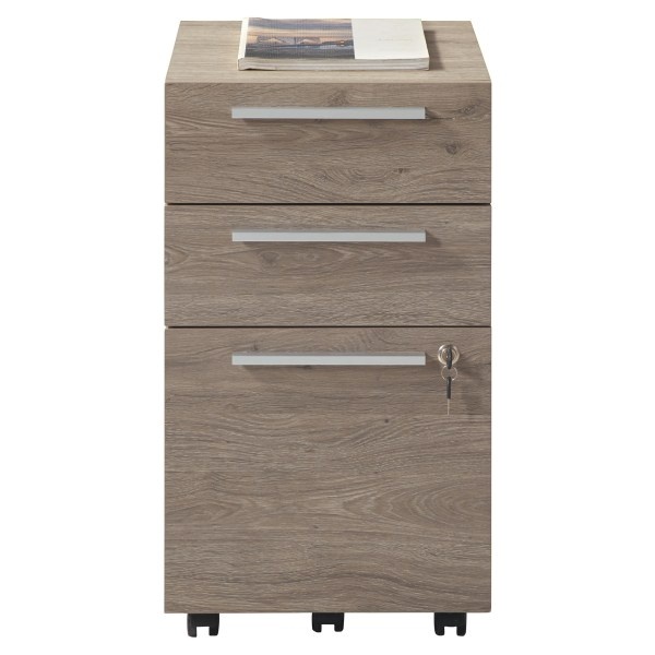 Realspace Trezza 19''D Vertical 3Drawer Mobile File Light Oak