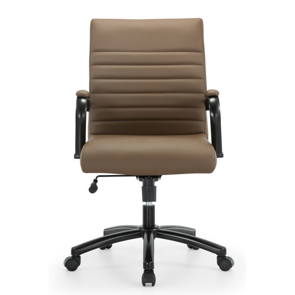 slide 7 of 10, Realspace Modern Comfort Winsley Bonded Leather Mid-Back Manager's Chair, Brown/Black, 1 ct