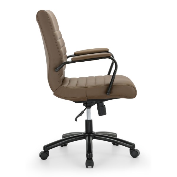 slide 9 of 10, Realspace Modern Comfort Winsley Bonded Leather Mid-Back Manager's Chair, Brown/Black, 1 ct