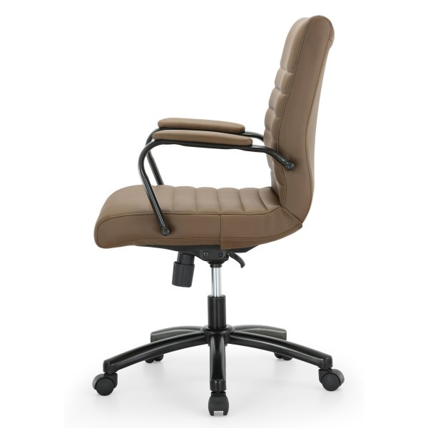 slide 3 of 10, Realspace Modern Comfort Winsley Bonded Leather Mid-Back Manager's Chair, Brown/Black, 1 ct