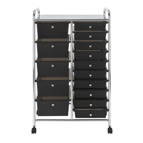 slide 5 of 7, Realspace Realpace 15-Drawer Mobile Cart, 38-3/16&Rdquo;H X 25-1/4&Rdquo;W X 15-3/8&Rdquo;D, Black/Chrome, 1 ct