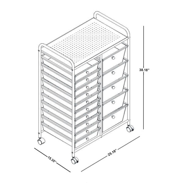 slide 7 of 7, Realspace Realpace 15-Drawer Mobile Cart, 38-3/16&Rdquo;H X 25-1/4&Rdquo;W X 15-3/8&Rdquo;D, Black/Chrome, 1 ct