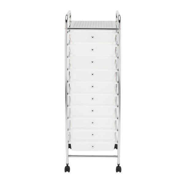 slide 4 of 5, Realspace 10-Drawer Mobile Cart, 35-13/16&Rdquo;H X 12-5/8&Rdquo;W X 14-3/8&Rdquo;D, White/Chrome, 1 ct