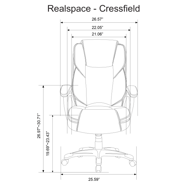 slide 6 of 6, Realspace Cressfield Bonded Leather High-Back Executive Chair, Brown/Silver, 1 ct