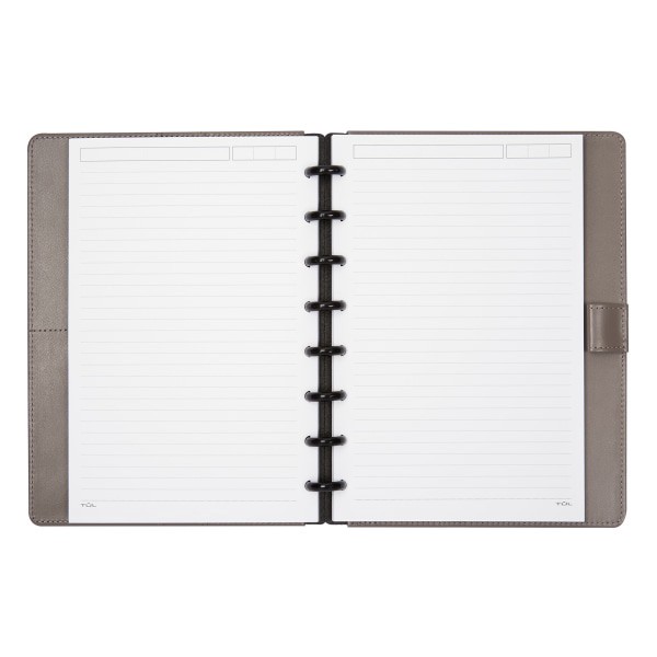 slide 3 of 4, TUL Discbound Notebook, Junior Size, Embossed Leather Cover, Narrow Ruled, 120 Pages (60 Sheets), Gray, 60 ct