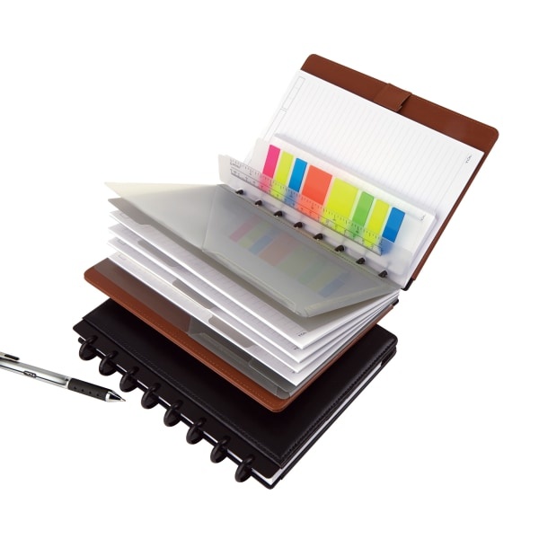slide 2 of 4, TUL Discbound Notebook, Letter Size, Embossed Leather Cover, Narrow Ruled, 120 Pages (60 Sheets), Gray, 60 ct