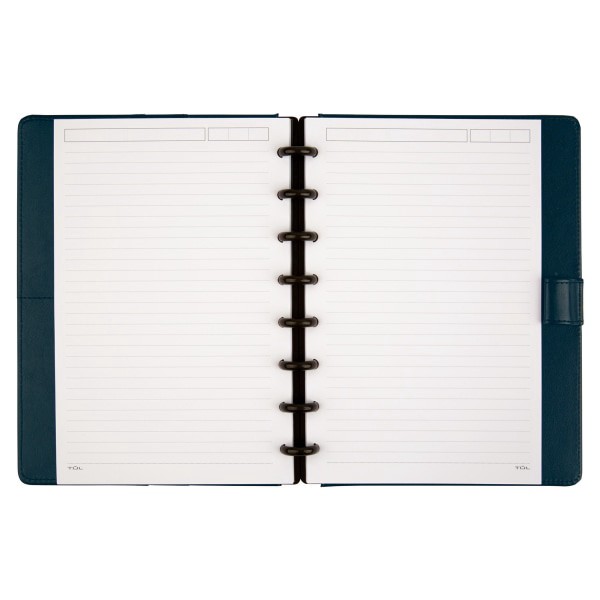 slide 2 of 2, TUL Discbound Notebook, Junior Size, Leather Cover, Narrow Ruled, 120 Pages (60 Sheets), Navy, 60 ct