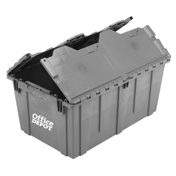 slide 3 of 4, Office Depot Brand Attached-Lid Storage Container, 12"H X 17"W, X 27"D, Gray, 1 ct