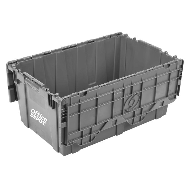 slide 4 of 4, Office Depot Brand Attached-Lid Storage Container, 12"H X 17"W, X 27"D, Gray, 1 ct