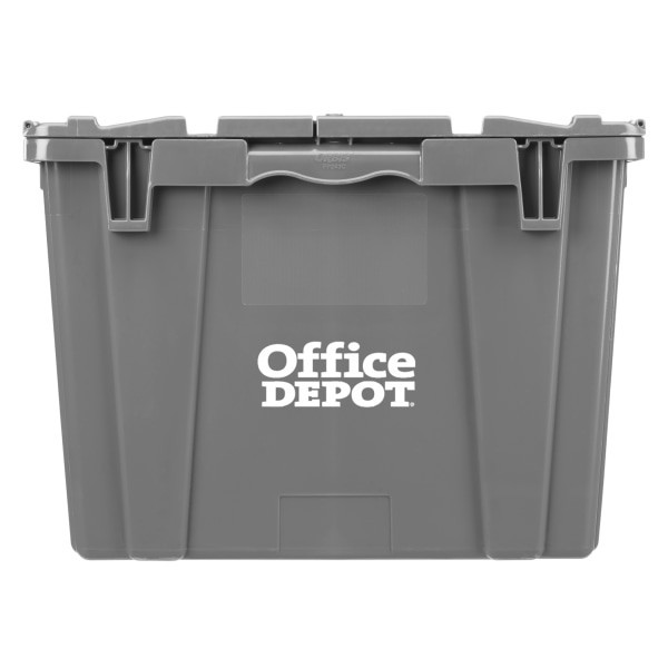slide 2 of 4, Office Depot Brand Attached-Lid Storage Container, 12"H X 17"W, X 27"D, Gray, 1 ct
