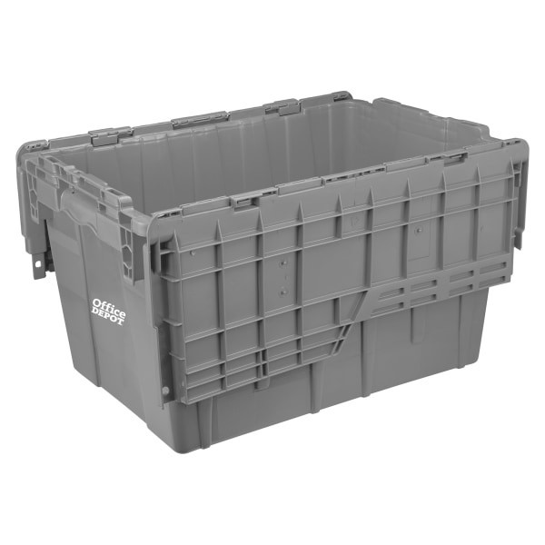 slide 3 of 3, Office Depot Brand Attached-Lid Storage Container, 12"H X 15"W, X 21"D, Gray, 1 ct