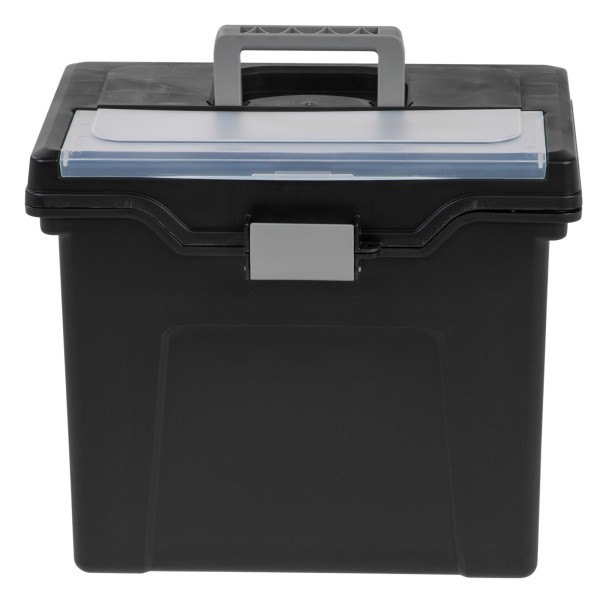 slide 4 of 5, Office Depot Brand Mobile File Box, Large, Letter Size, 11 5/8"H X 13 3/8"W X 10"D, Black/Silver, 1 ct