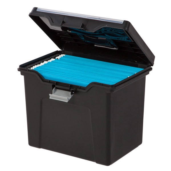 slide 3 of 5, Office Depot Brand Mobile File Box, Large, Letter Size, 11 5/8"H X 13 3/8"W X 10"D, Black/Silver, 1 ct