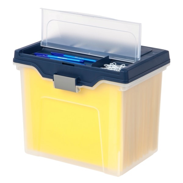 slide 2 of 5, Office Depot Brand Mobile File Box, Large, Letter Size, 11-5/8"H X 13-13/6"W X 10"D, Clear/Blue, 1 ct