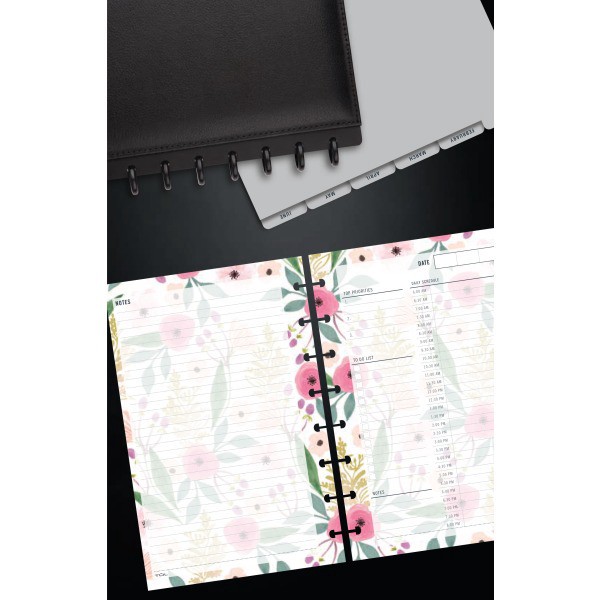 slide 2 of 2, TUL Discbound Undated Daily Refill Pages, Junior Size, 50 Sheets, Floral, 50 ct