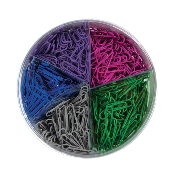 slide 2 of 3, Office Depot Brand Paper Clips, No. 1, 1-1/4'', 10-Sheet Capacity, Assorted Colors, Tub Of 1,000 Clips, 1 ct