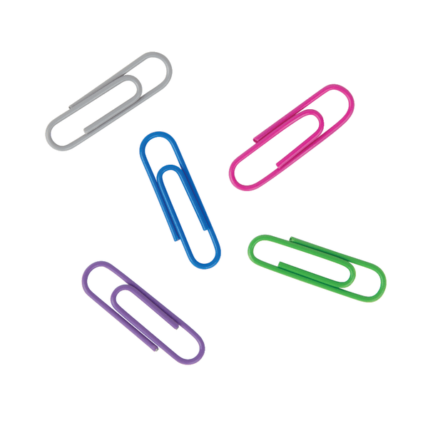 slide 3 of 3, Office Depot Brand Paper Clips, No. 1, 1-1/4'', 10-Sheet Capacity, Assorted Colors, Tub Of 1,000 Clips, 1 ct