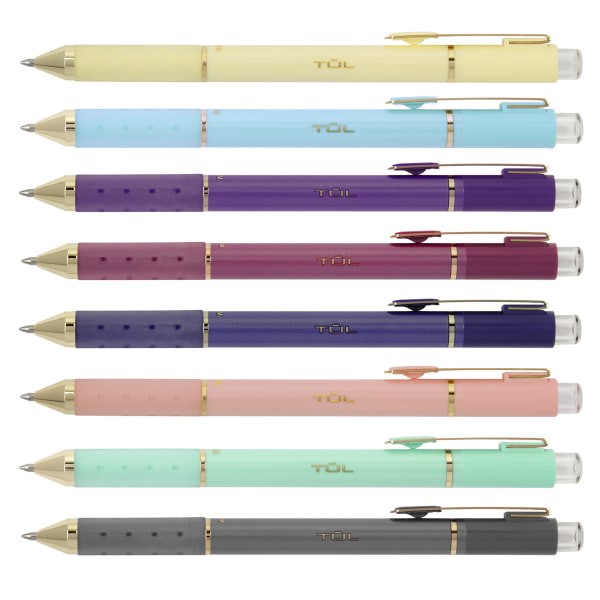 slide 5 of 9, TUL Retractable Gel Pens, Medium Point, 0.8 Mm, Assorted Barrel Colors, Assorted Metallic Inks, Pack Of 8 Pens, 8 ct
