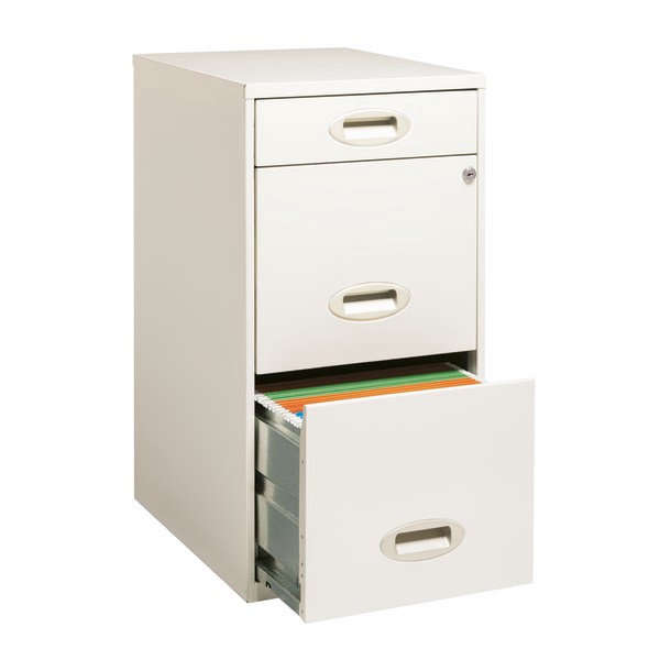 slide 7 of 10, Realspace 18''D Vertical 3-Drawer File Cabinet, Metal, Pearl White, 1 ct