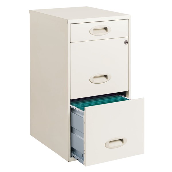 slide 6 of 10, Realspace 18''D Vertical 3-Drawer File Cabinet, Metal, Pearl White, 1 ct