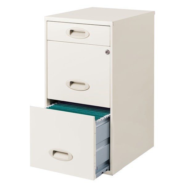 slide 2 of 10, Realspace 18''D Vertical 3-Drawer File Cabinet, Metal, Pearl White, 1 ct