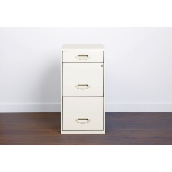 slide 4 of 10, Realspace 18''D Vertical 3-Drawer File Cabinet, Metal, Pearl White, 1 ct