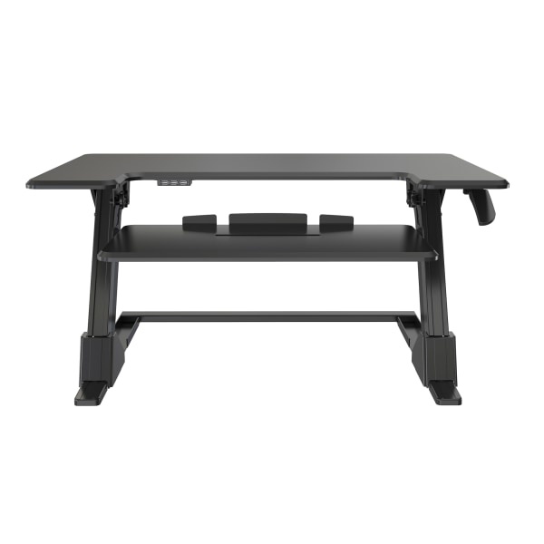 slide 2 of 10, Realspace Pneumatic Desk Riser With Keyboard Tray, 19-5/16"H X 35-7/16" X 20-1/2", Black, 1 ct