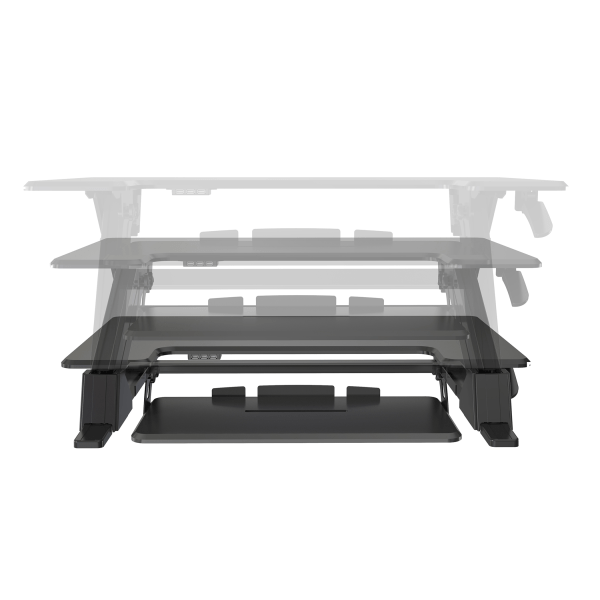 slide 8 of 10, Realspace Pneumatic Desk Riser With Keyboard Tray, 19-5/16"H X 35-7/16" X 20-1/2", Black, 1 ct