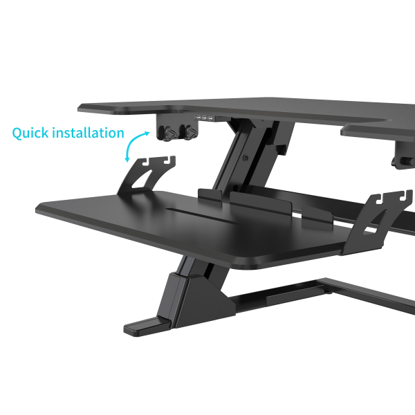 slide 7 of 10, Realspace Pneumatic Desk Riser With Keyboard Tray, 19-5/16"H X 35-7/16" X 20-1/2", Black, 1 ct