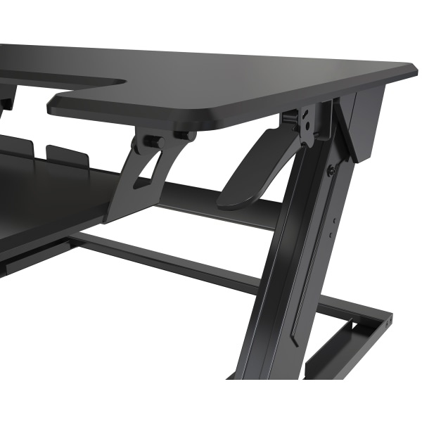 slide 5 of 10, Realspace Pneumatic Desk Riser With Keyboard Tray, 19-5/16"H X 35-7/16" X 20-1/2", Black, 1 ct