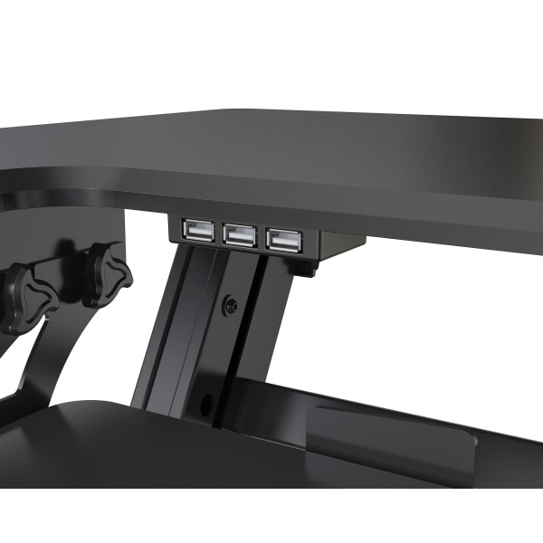 slide 6 of 10, Realspace Pneumatic Desk Riser With Keyboard Tray, 19-5/16"H X 35-7/16" X 20-1/2", Black, 1 ct