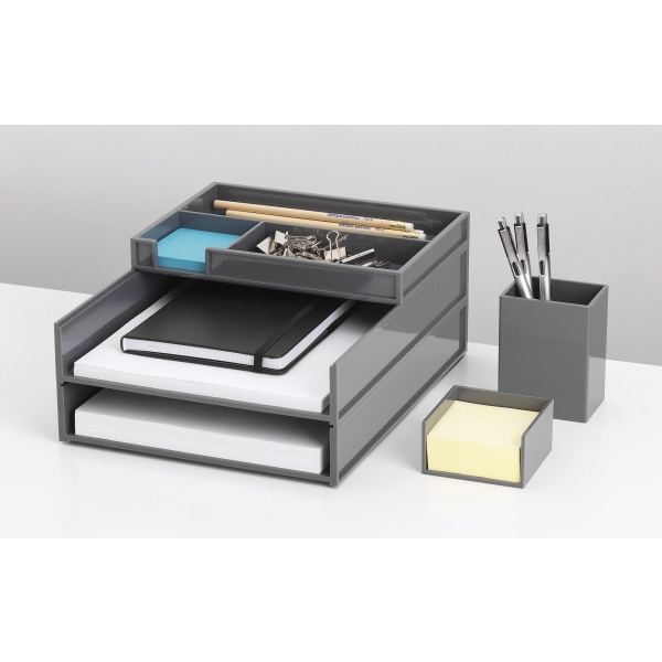 slide 7 of 7, Realspace 5-Piece Desk Organizer Set With Antimicrobial Protection, Gray, 1 ct