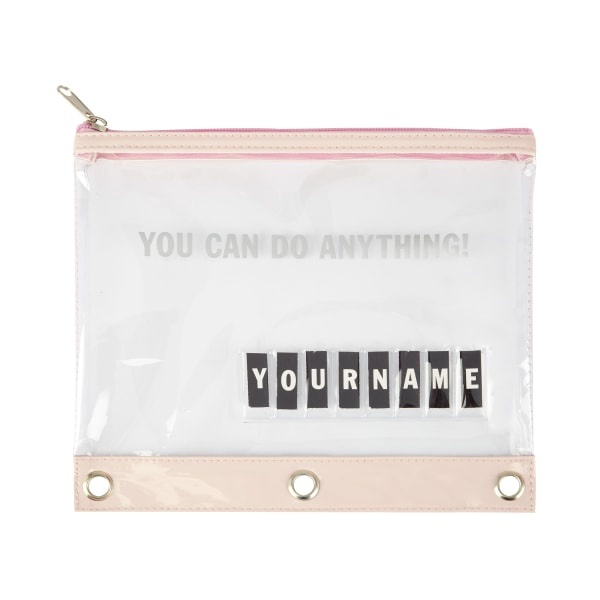 slide 3 of 3, Office Depot Brand Personalized 3-Ring Pencil Pouch, 9-1/8'' X 7-15/16'', Clear/Pink, 1 ct