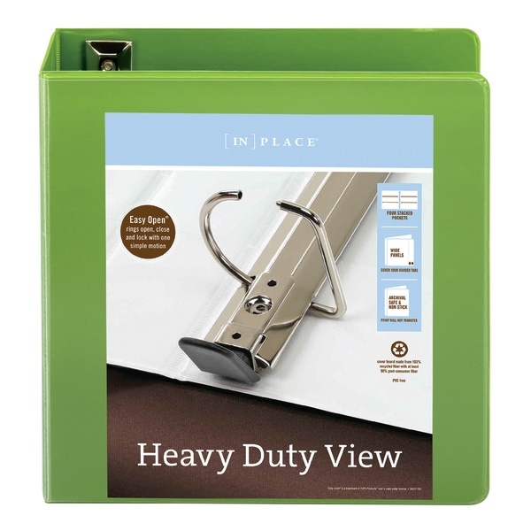 slide 5 of 5, Office Depot Brand Heavy-Duty View 3-Ring Binder, 3'' D-Rings, Army Green, 3 in