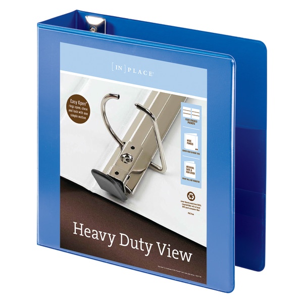 slide 2 of 5, Office Depot Brand Heavy-Duty View 3-Ring Binder, 3'' D-Rings, Blue, 3 in