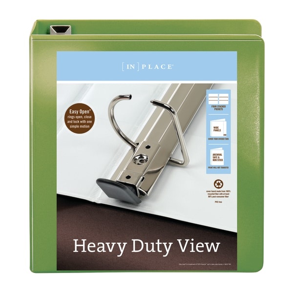 slide 2 of 5, Office Depot Brand Heavy-Duty View 3-Ring Binder, 2'' D-Rings, Army Green, 2 in