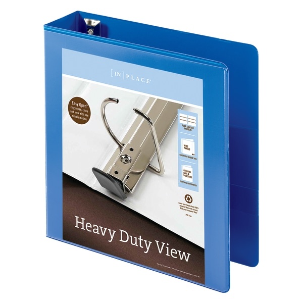 slide 3 of 5, Office Depot Brand Heavy-Duty View 3-Ring Binder, 2'' D-Rings, Blue, 2 in