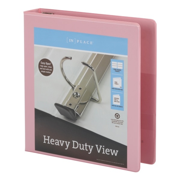 slide 7 of 8, Office Depot Heavy-Duty View 3-Ring Binder, 1 1/2'' D-Rings, 49% Recycled, Pink, 1 ct